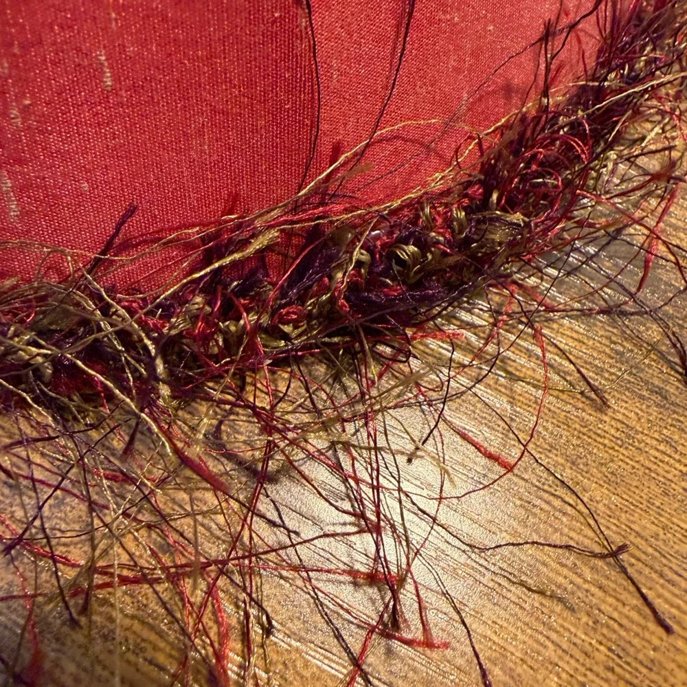 Boho Red Fringe Lamp Shade Base Set Bell Shade Burgundy Gold Romantic Retro Goth